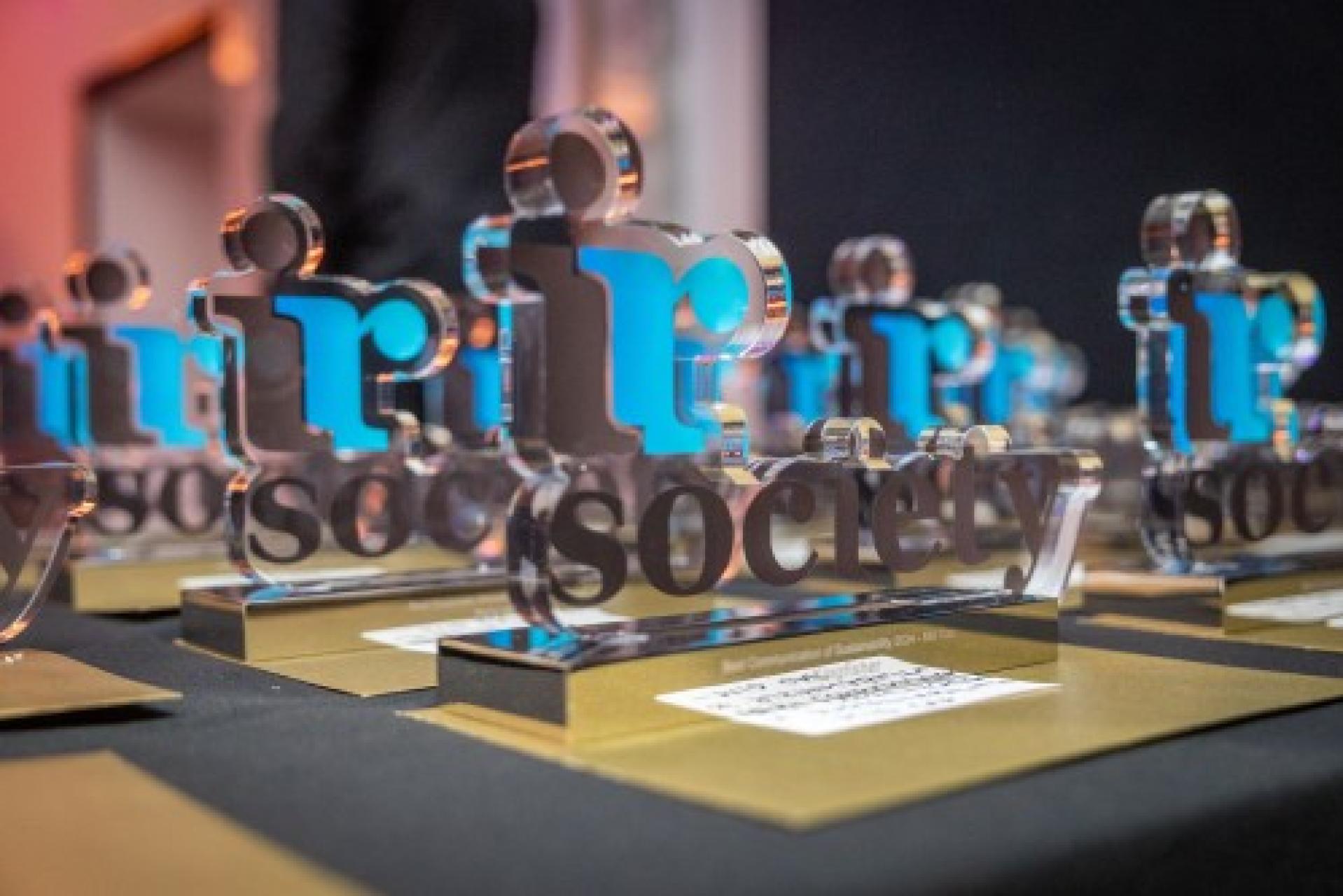 Image of IR Society awards trophies